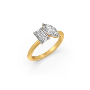 Marquise and Emerald Toi et Moi Engagement Ring